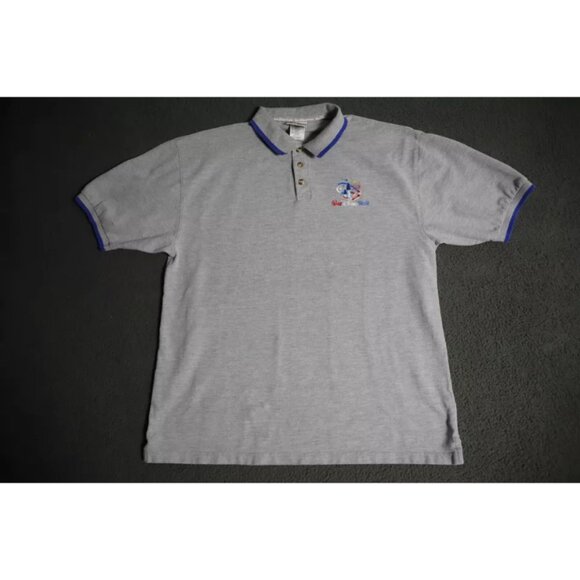 Vintage Walt Disney World Polo Shirt Mens L Gray Magic Kingdom Logo Embroidered - Picture 1 of 8
